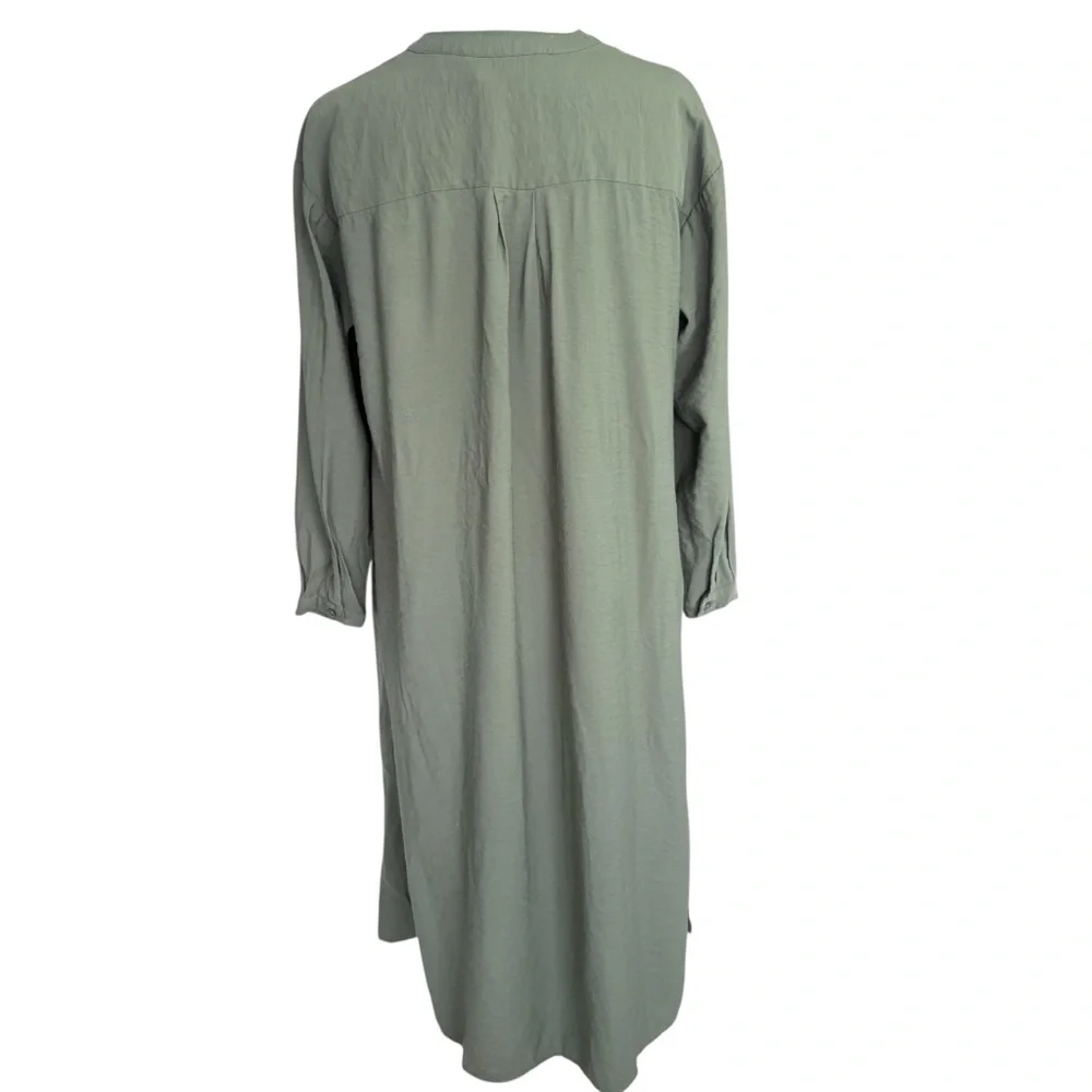 Banana Republic Button-Down Long Sleeve Maxi Kaftan Dress in Olive Green XS Tall - Picture 4 of 9